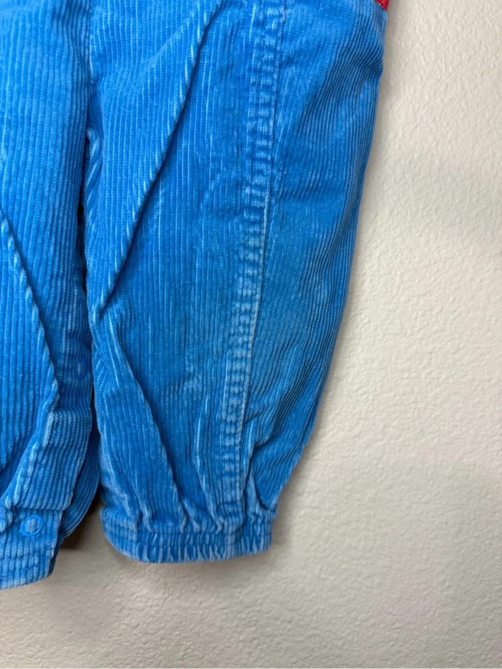 OshKosh B'gosh Bright Blue Corduroy Overalls with Red Accents (Read Description)